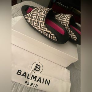 Quilted leather B-IT mules with Balmain monogram print